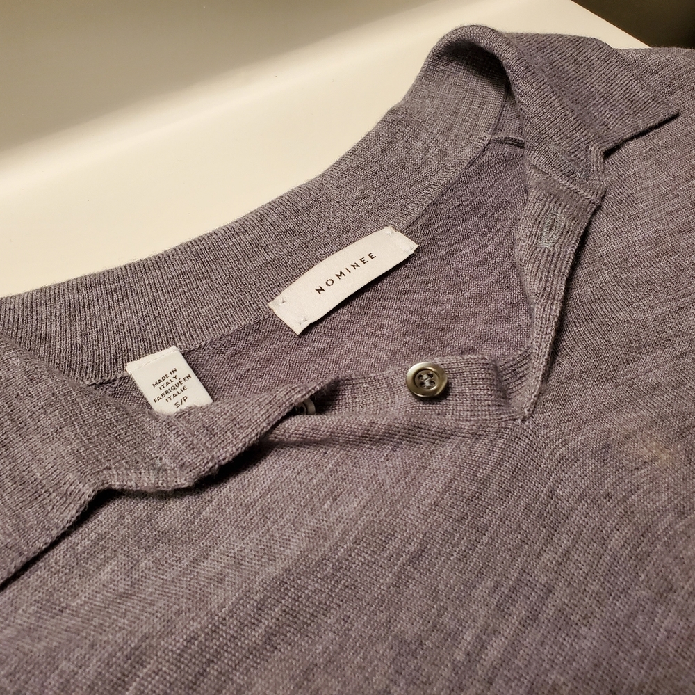 Nominee Wool Grey Polo Shirt US Small - Made in Italy